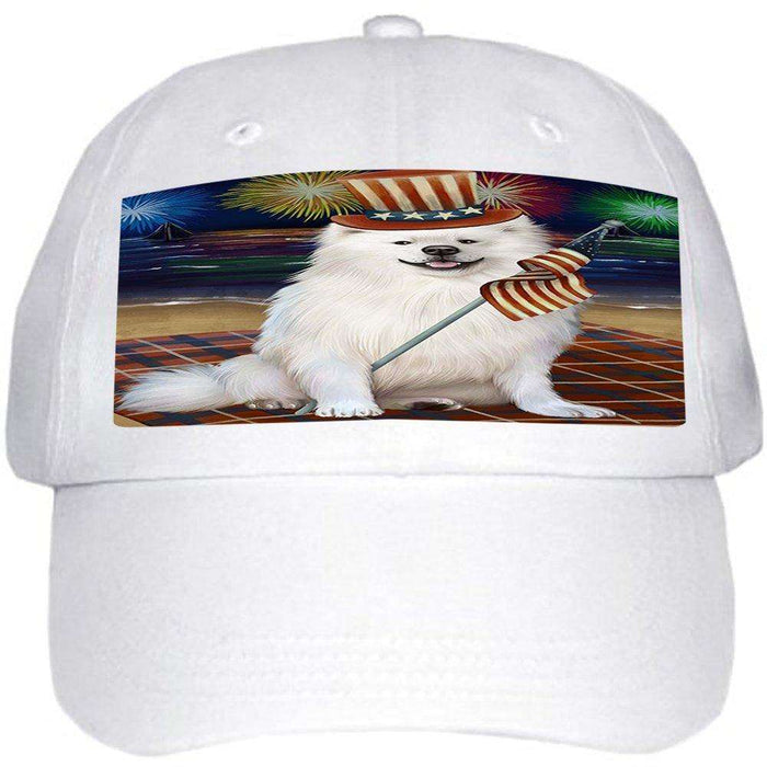 4th of July Independence Day Firework American Eskimo Dog Ball Hat Cap HAT48201
