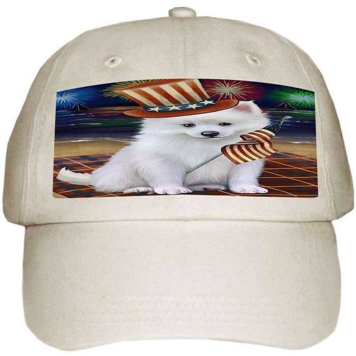 4th of July Independence Day Firework American Eskimo Dog Ball Hat Cap HAT48207