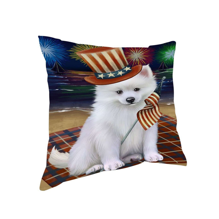4th of July Independence Day Firework American Eskimo Dog Pillow PIL48684