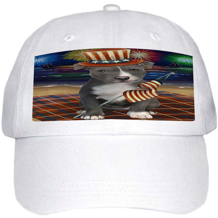 4th of July Independence Day Firework American Staffordshire Terrier Dog Ball Hat Cap HAT59898