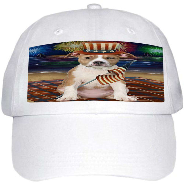 4th of July Independence Day Firework American Staffordshire Terrier Dog Ball Hat Cap HAT59901