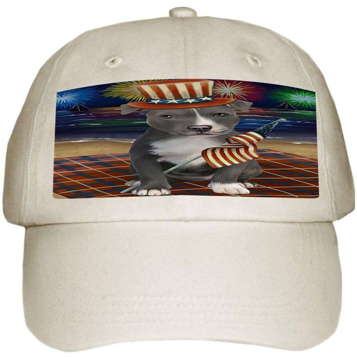 4th of July Independence Day Firework American Staffordshire Terrier Dog Ball Hat Cap HAT60912