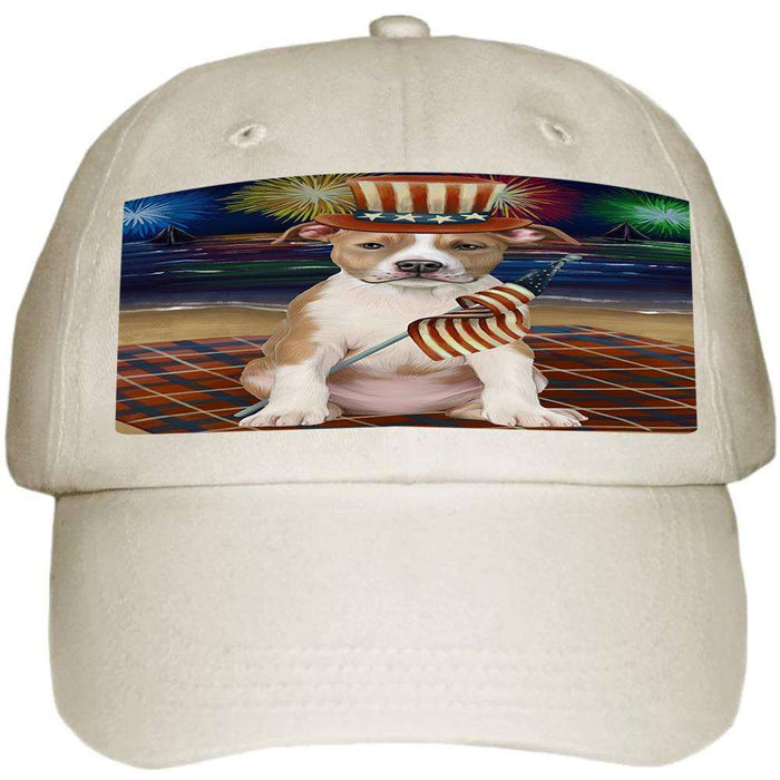 4th of July Independence Day Firework American Staffordshire Terrier Dog Ball Hat Cap HAT60915