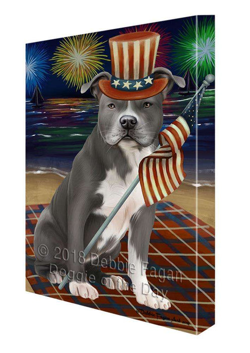 4th of July Independence Day Firework American Staffordshire Terrier Dog Canvas Print Wall Art Décor CVS85274