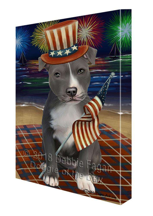 4th of July Independence Day Firework American Staffordshire Terrier Dog Canvas Print Wall Art Décor CVS85292