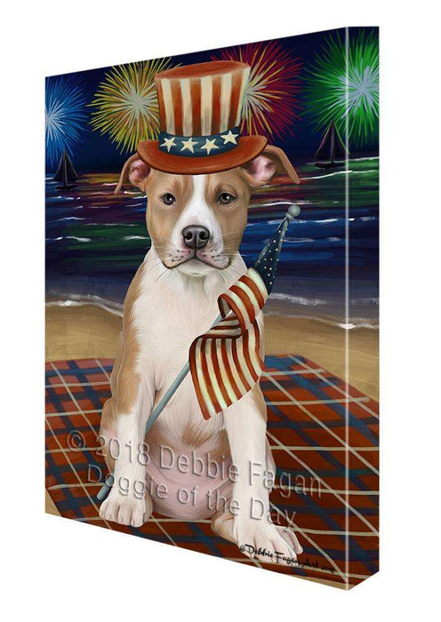 4th of July Independence Day Firework American Staffordshire Terrier Dog Canvas Print Wall Art Décor CVS85301