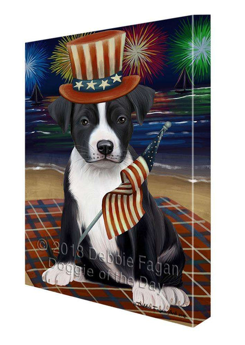 4th of July Independence Day Firework American Staffordshire Terrier Dog Canvas Print Wall Art Décor CVS85310