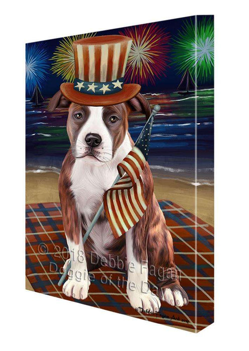 4th of July Independence Day Firework American Staffordshire Terrier Dog Canvas Print Wall Art Décor CVS85319