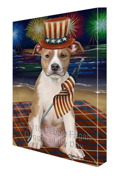 4th of July Independence Day Firework American Staffordshire Terrier Dog Canvas Print Wall Art Décor CVS88343