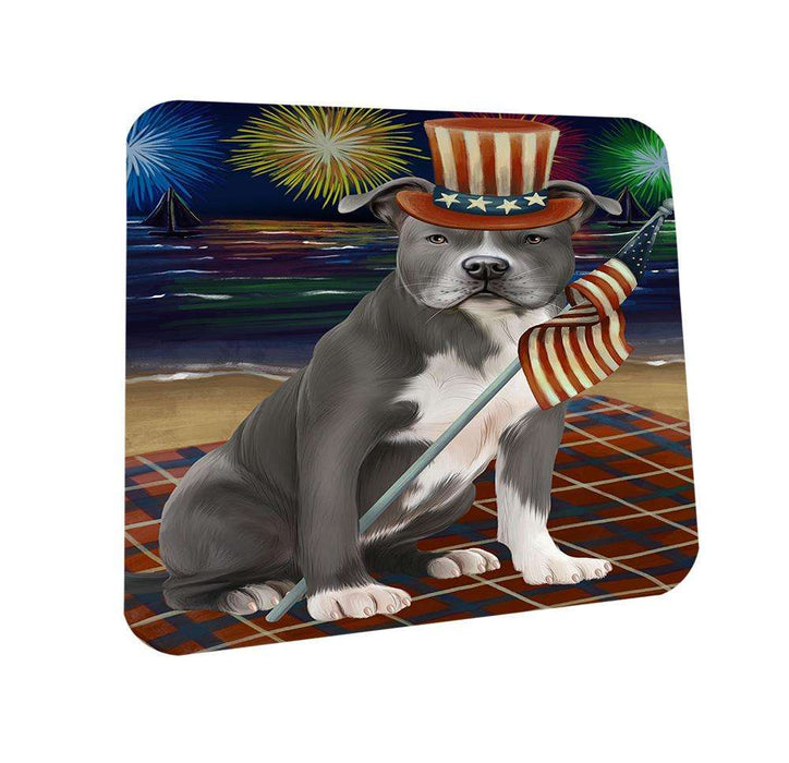 4th of July Independence Day Firework American Staffordshire Terrier Dog Coasters Set of 4 CST51960
