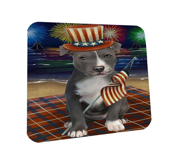 4th of July Independence Day Firework American Staffordshire Terrier Dog Coasters Set of 4 CST51962