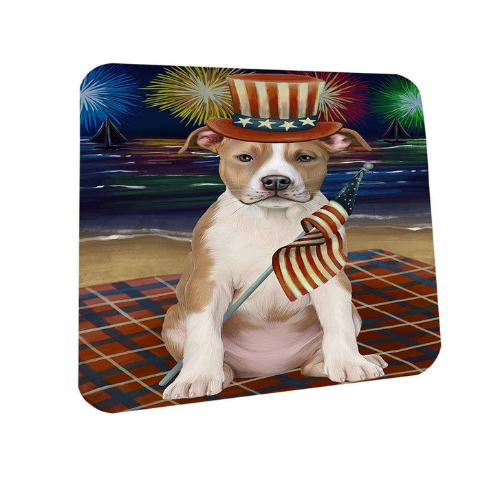 4th of July Independence Day Firework American Staffordshire Terrier Dog Coasters Set of 4 CST51963