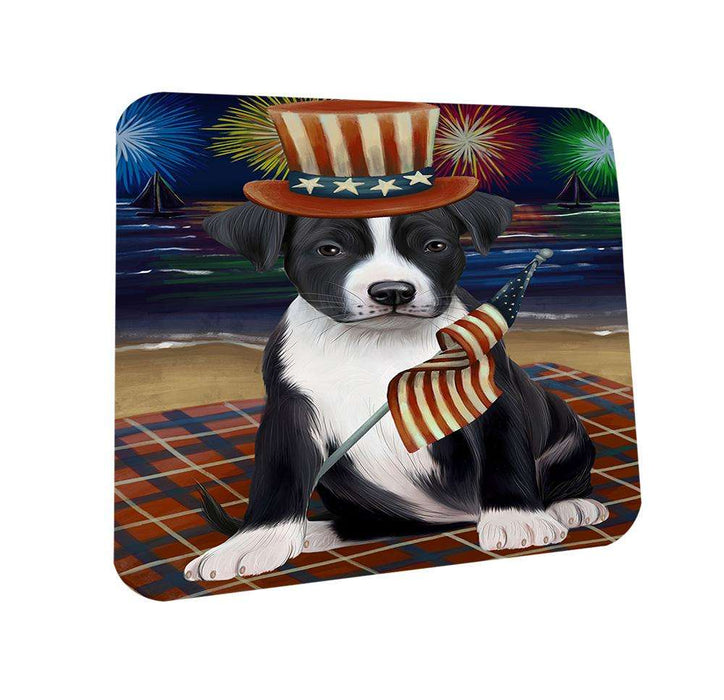 4th of July Independence Day Firework American Staffordshire Terrier Dog Coasters Set of 4 CST51964