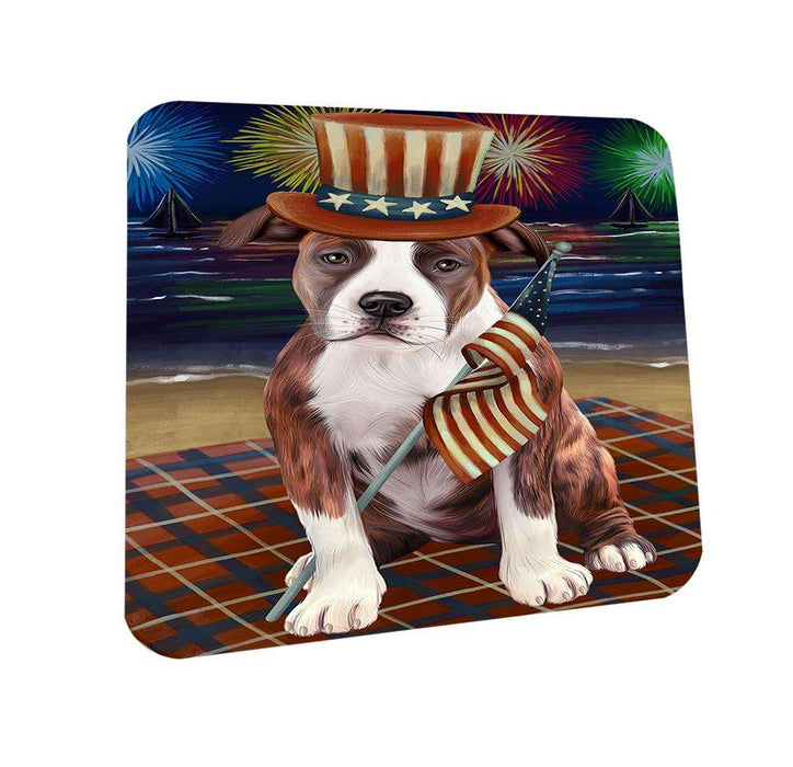 4th of July Independence Day Firework American Staffordshire Terrier Dog Coasters Set of 4 CST51965