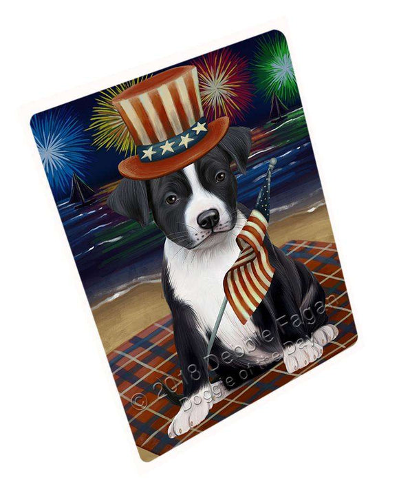 4th of July Independence Day Firework American Staffordshire Terrier Dog Cutting Board C60264