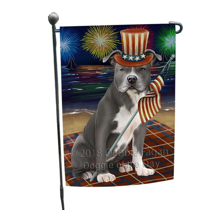 4th of July Independence Day Firework American Staffordshire Terrier Dog Garden Flag GFLG51998