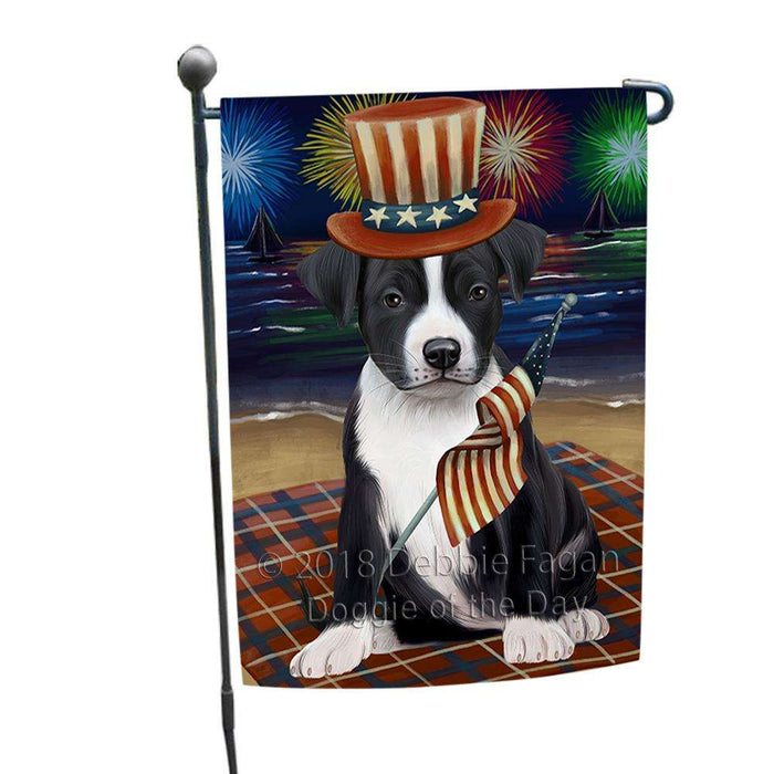 4th of July Independence Day Firework American Staffordshire Terrier Dog Garden Flag GFLG52002
