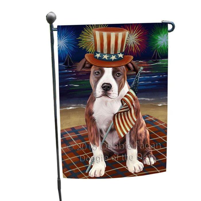 4th of July Independence Day Firework American Staffordshire Terrier Dog Garden Flag GFLG52003