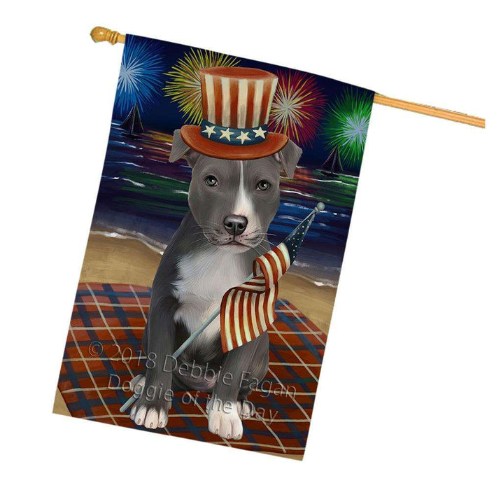4th of July Independence Day Firework American Staffordshire Terrier Dog House Flag FLG52136