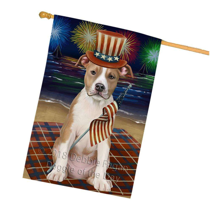 4th of July Independence Day Firework American Staffordshire Terrier Dog House Flag FLG52137
