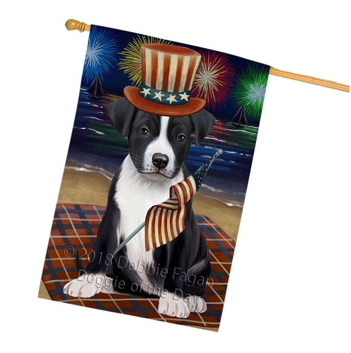 4th of July Independence Day Firework American Staffordshire Terrier Dog House Flag FLG52138