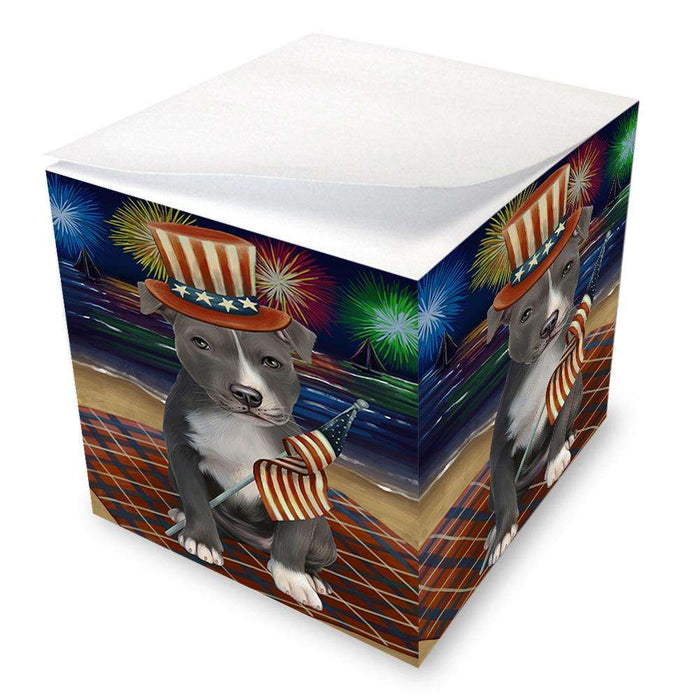 4th of July Independence Day Firework American Staffordshire Terrier Dog Note Cube NOC52003