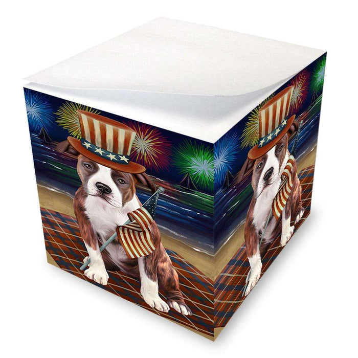 4th of July Independence Day Firework American Staffordshire Terrier Dog Note Cube NOC52006
