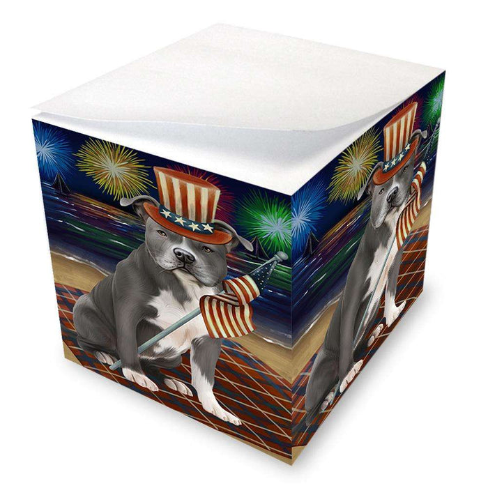 4th of July Independence Day Firework American Staffordshire Terrier Dog Note Cube NOC52391