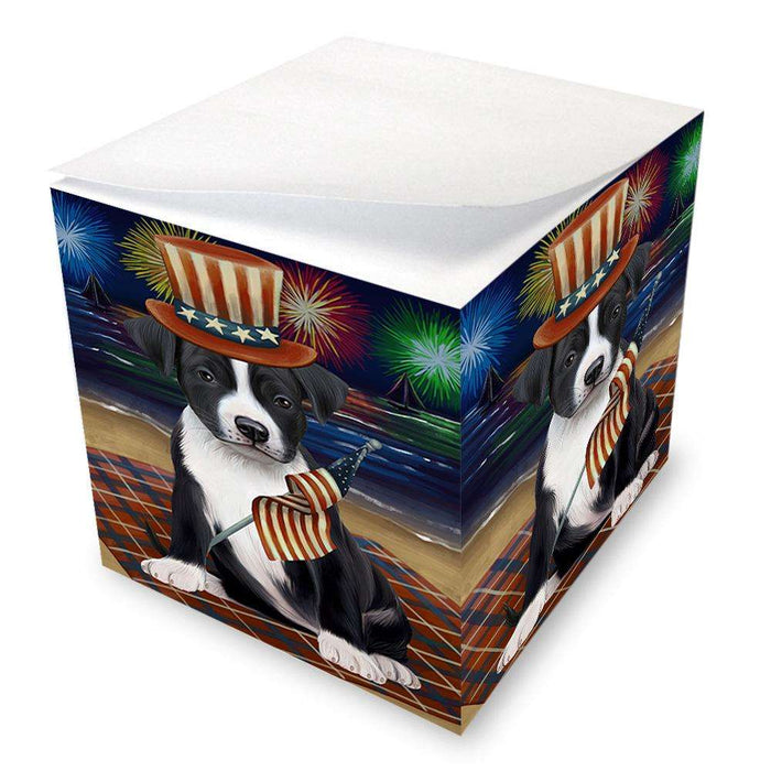 4th of July Independence Day Firework American Staffordshire Terrier Dog Note Cube NOC52395