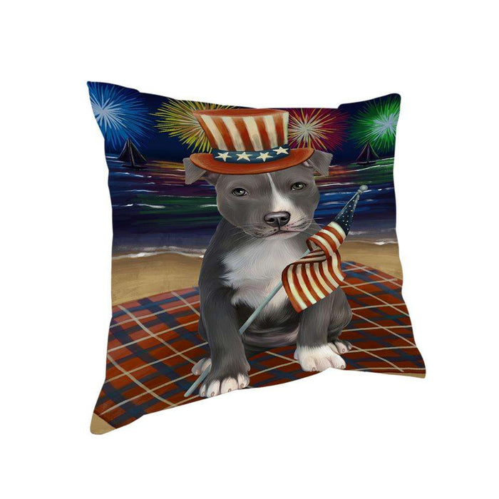 4th of July Independence Day Firework American Staffordshire Terrier Dog Pillow PIL64376