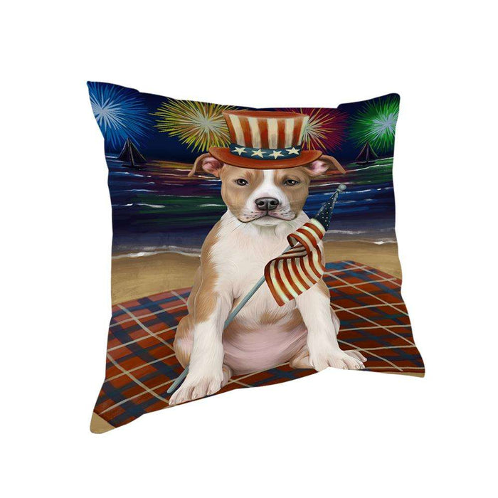 4th of July Independence Day Firework American Staffordshire Terrier Dog Pillow PIL64380