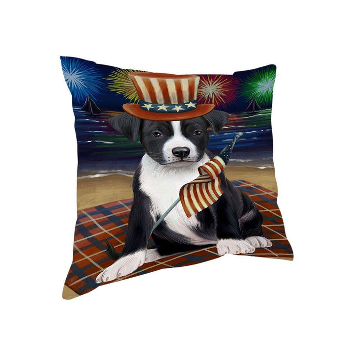 4th of July Independence Day Firework American Staffordshire Terrier Dog Pillow PIL64384