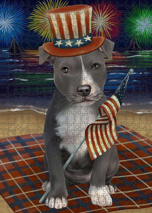 4th of July Independence Day Firework American Staffordshire Terrier Dog Puzzle with Photo Tin PUZL61110