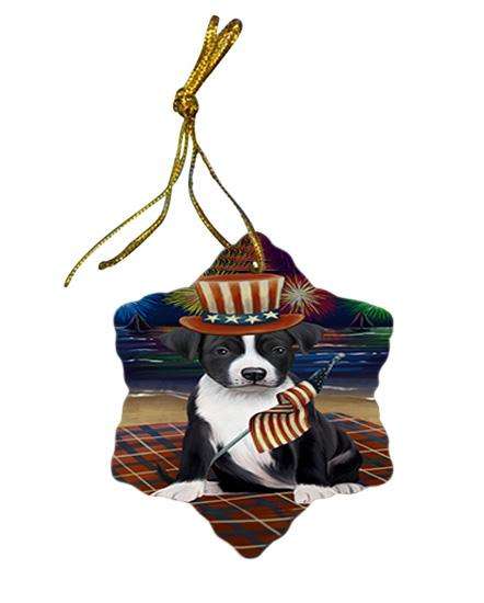 4th of July Independence Day Firework American Staffordshire Terrier Dog Star Porcelain Ornament SPOR51996