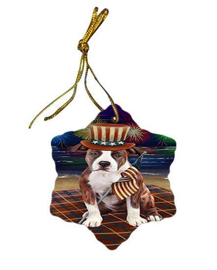 4th of July Independence Day Firework American Staffordshire Terrier Dog Star Porcelain Ornament SPOR51997