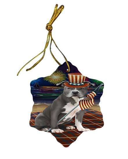 4th of July Independence Day Firework American Staffordshire Terrier Dog Star Porcelain Ornament SPOR52382
