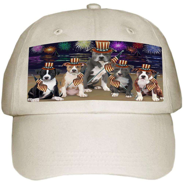 4th of July Independence Day Firework American Staffordshire Terriers Dog Ball Hat Cap HAT60909