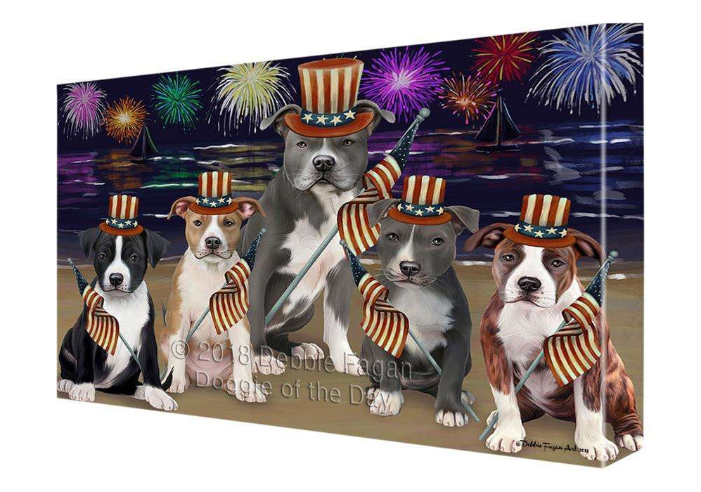 4th of July Independence Day Firework American Staffordshire Terriers Dog Canvas Print Wall Art Décor CVS85283