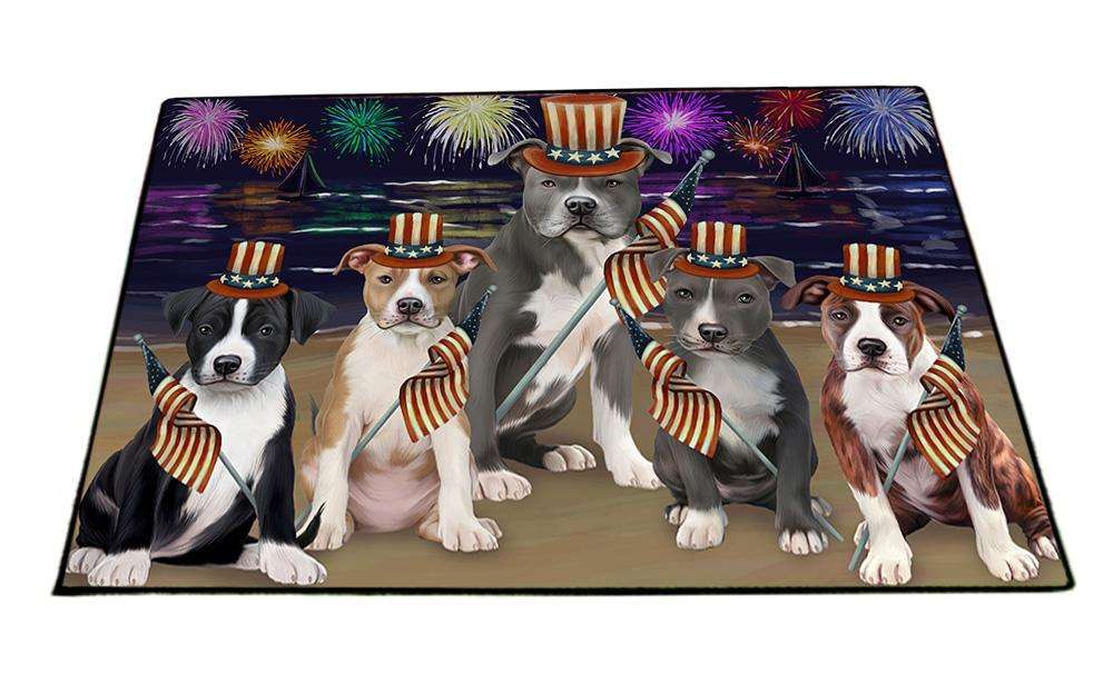 4th of July Independence Day Firework American Staffordshire Terriers Dog Floormat FLMS51423