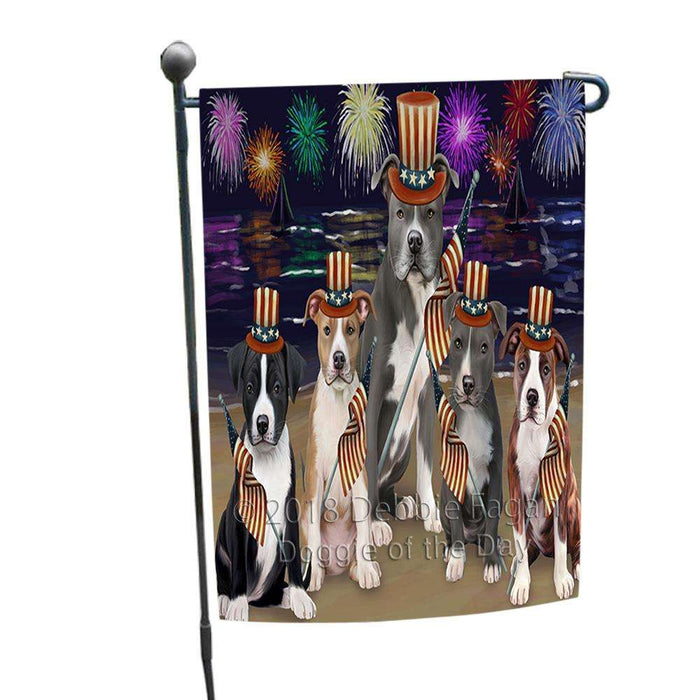 4th of July Independence Day Firework American Staffordshire Terriers Dog Garden Flag GFLG51999