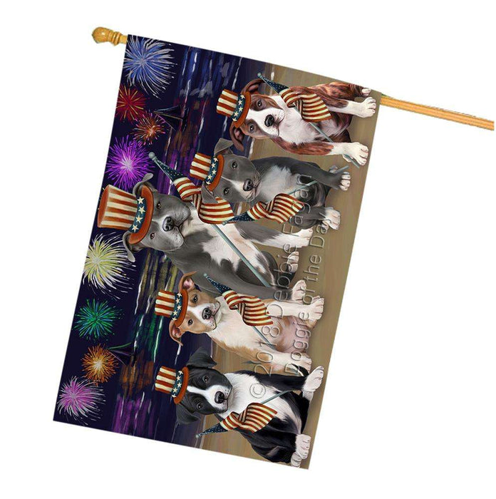 4th of July Independence Day Firework American Staffordshire Terriers Dog House Flag FLG52135