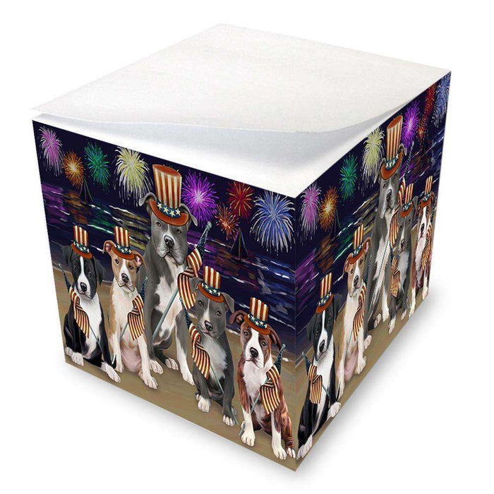 4th of July Independence Day Firework American Staffordshire Terriers Dog Note Cube NOC52002