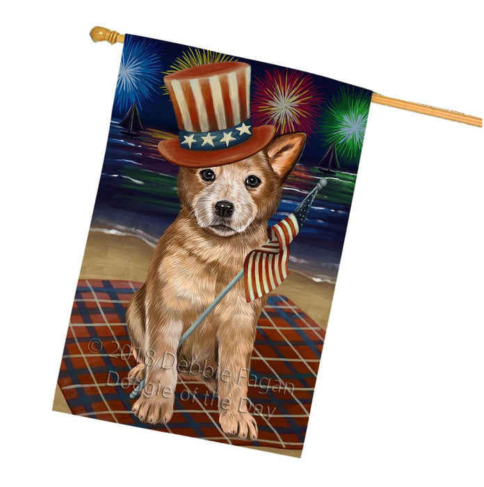 4th of July Independence Day Firework Australian Cattle Dog House Flag FLG48680