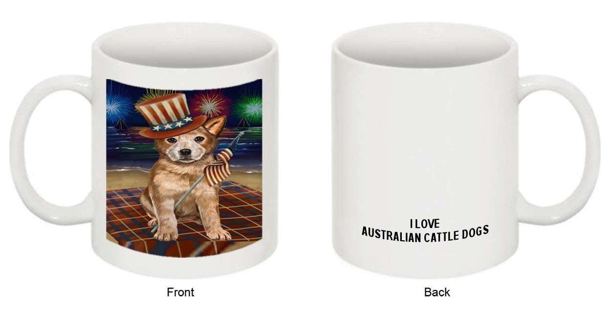 4th of July Independence Day Firework Australian Cattle Dog Mug MUG48527