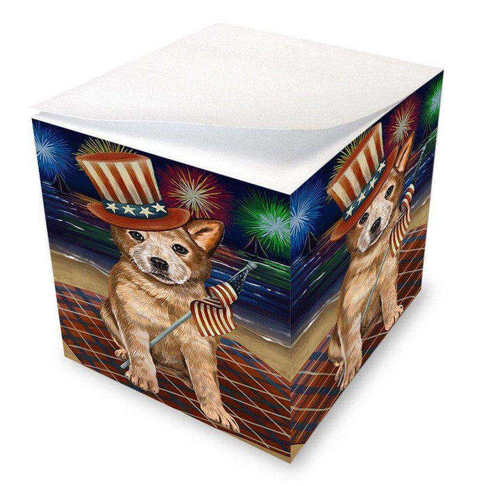 4th of July Independence Day Firework Australian Cattle Dog Note Cube NOC48715