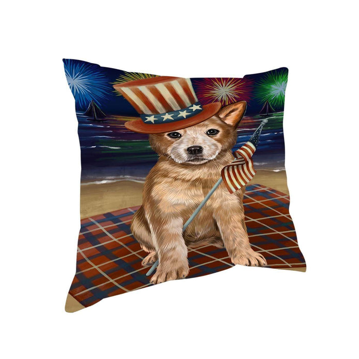 4th of July Independence Day Firework Australian Cattle Dog Pillow PIL50716