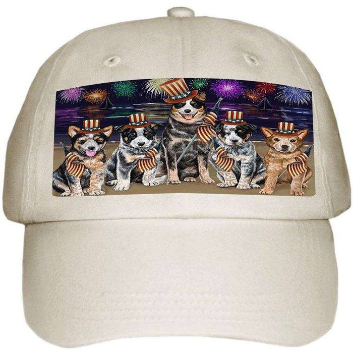 4th of July Independence Day Firework Australian Cattle Dogs Ball Hat Cap HAT48222