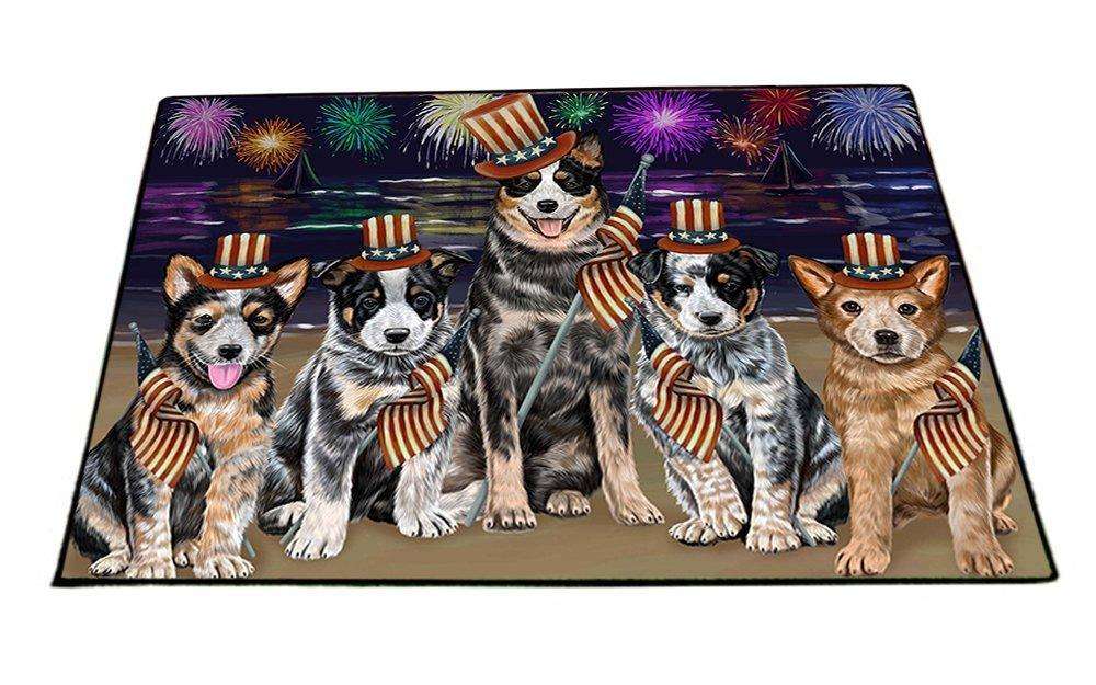 4th of July Independence Day Firework Australian Cattle Dogs Floormat FLMSA48231
