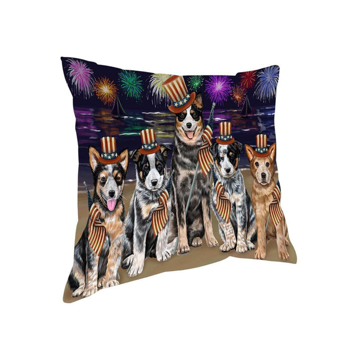 4th of July Independence Day Firework Australian Cattle Dogs Pillow PIL48704