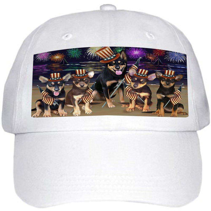 4th of July Independence Day Firework Australian Kelpies Dog Ball Hat Cap HAT48231